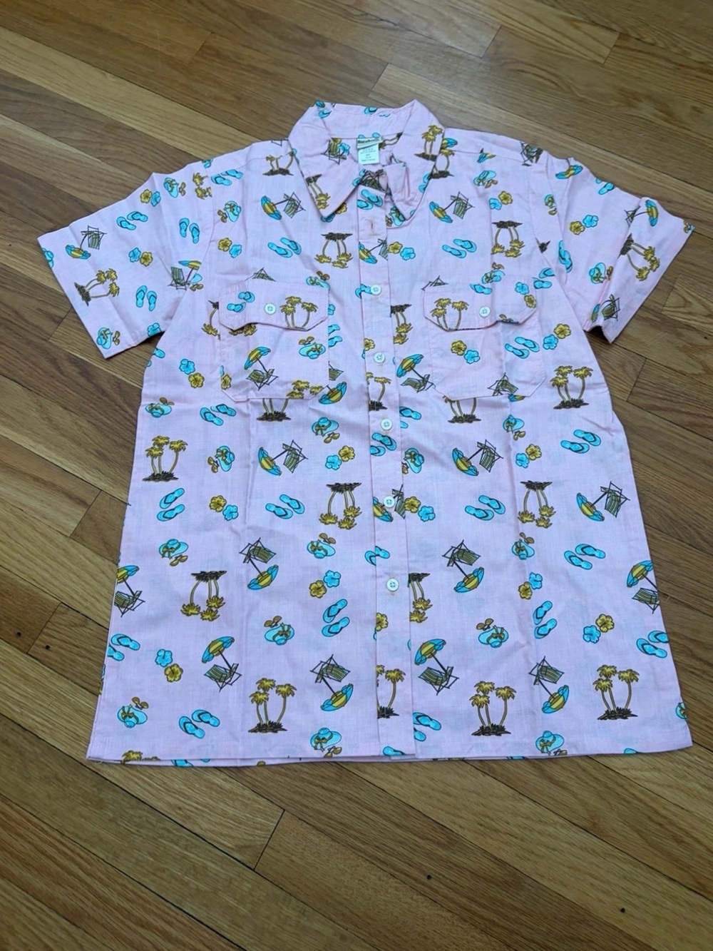 Pink Tropical Print Short-Sleeve Shirt